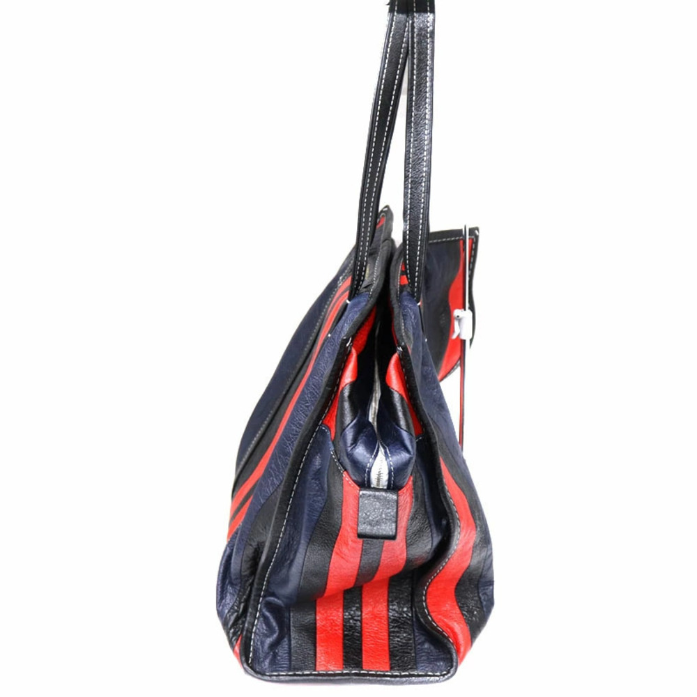 BALENCIAGA Bazaar Shopper Leather Tote Bag Neighbor Red Black - Picture 4 of 6